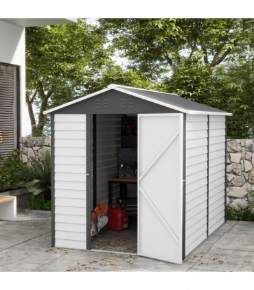 Outsunny 9'x6' Galvanised Metal Garden Shed Tool Storage Shed for Patio Grey