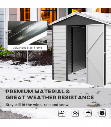 Outsunny 9'x6' Galvanised Metal Garden Shed Tool Storage Shed for Patio Grey
