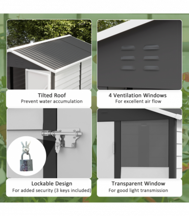 Outsunny 9'x6' Galvanised Metal Garden Shed Tool Storage Shed for Patio Grey
