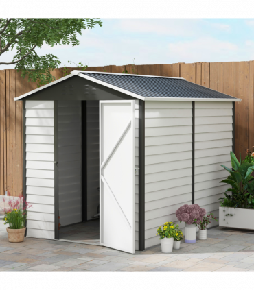 Outsunny 9'x6' Galvanised Metal Garden Shed Tool Storage Shed for Patio Grey