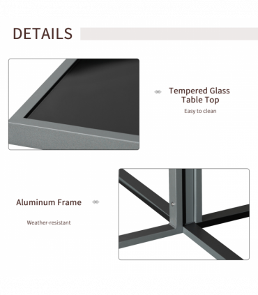 Outsunny 9PCs Patio Dining Sets 4 Chairs 4 Ottoman Cushioned Seating and Back