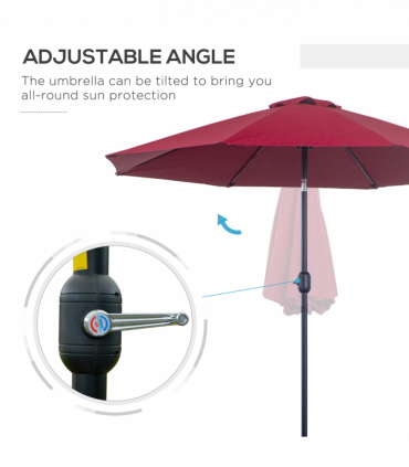 Outsunny ?2.6M Umbrella Parasol-Red