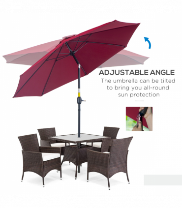 Outsunny ?2.6M Umbrella Parasol-Red