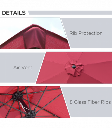 Outsunny ?2.6M Umbrella Parasol-Red
