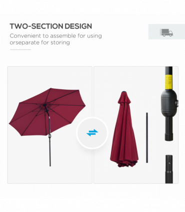 Outsunny ?2.6M Umbrella Parasol-Red