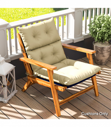 Outsunny Adirondack Chair Cushion Rocking Chair Cushion w/ Ties, Beige