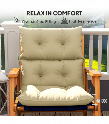 Outsunny Adirondack Chair Cushion Rocking Chair Cushion w/ Ties, Beige