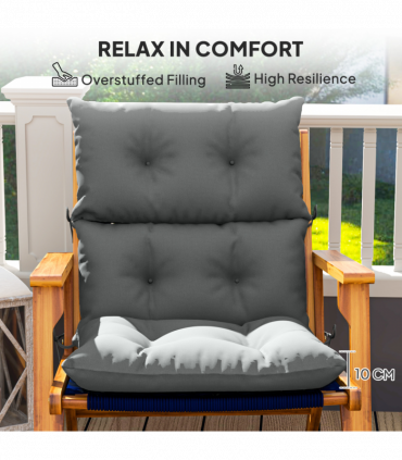 Outsunny Adirondack Chair Cushion Rocking Chair Cushion w/ Ties, Light Grey