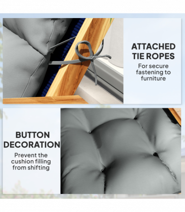 Outsunny Adirondack Chair Cushion Rocking Chair Cushion w/ Ties, Light Grey