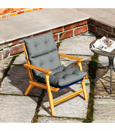 Outsunny Adirondack Chair Cushion Rocking Chair Cushion w/ Ties, Light Grey