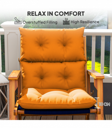 Outsunny Adirondack Chair Cushion Rocking Chair Cushion w/ Ties, Orange