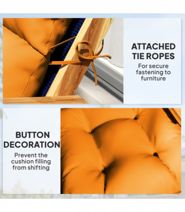 Outsunny Adirondack Chair Cushion Rocking Chair Cushion w/ Ties, Orange