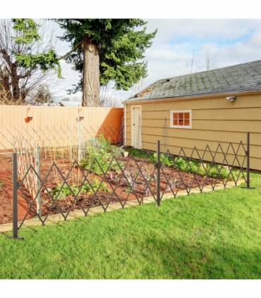 Outsunny Aluminium Alloy Fence Foldable Garden Screen Panel, Dark Brown