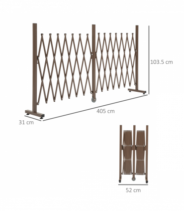 Outsunny Aluminium Alloy Fence Foldable Garden Screen Panel, Dark Brown