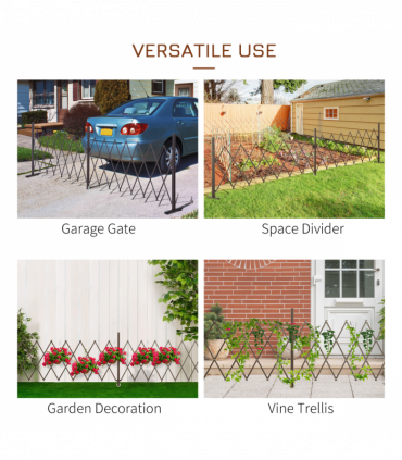 Outsunny Aluminium Alloy Fence Foldable Garden Screen Panel, Dark Brown