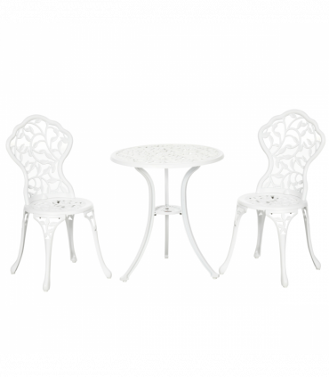 Outsunny Aluminium Bistro Set Garden Coffee Table Chair Outdoor Dining Set