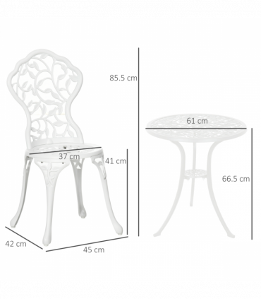 Outsunny Aluminium Bistro Set Garden Coffee Table Chair Outdoor Dining Set