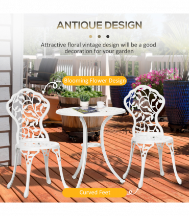 Outsunny Aluminium Bistro Set Garden Coffee Table Chair Outdoor Dining Set