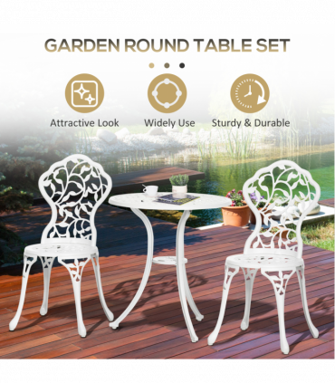 Outsunny Aluminium Bistro Set Garden Coffee Table Chair Outdoor Dining Set
