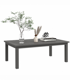 Outsunny Aluminium Outdoor Coffee Table Patio Table with Brown Wood Grain Effect