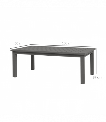 Outsunny Aluminium Outdoor Coffee Table Patio Table with Brown Wood Grain Effect