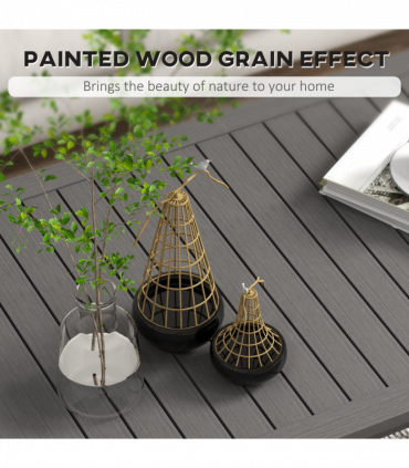 Outsunny Aluminium Outdoor Coffee Table Patio Table with Brown Wood Grain Effect