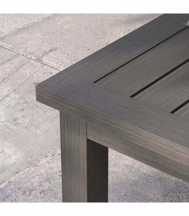 Outsunny Aluminium Outdoor Coffee Table Patio Table with Brown Wood Grain Effect