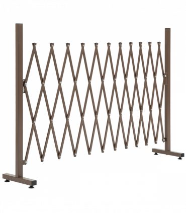 Outsunny Aluminum Alloy Movable Fence Foldable Garden Screen Panel, Dark Brown