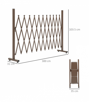 Outsunny Aluminum Alloy Movable Fence Foldable Garden Screen Panel, Dark Brown