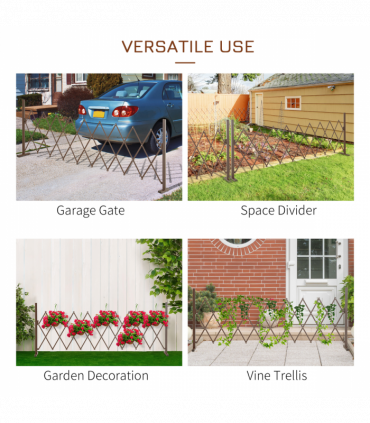 Outsunny Aluminum Alloy Movable Fence Foldable Garden Screen Panel, Dark Brown
