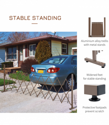 Outsunny Aluminum Alloy Movable Fence Foldable Garden Screen Panel, Dark Brown