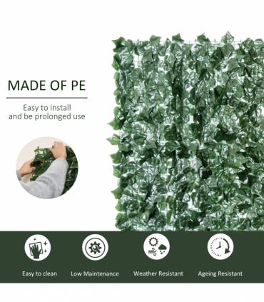 Outsunny Artificial Leaf Hedge Panel Garden Fence Privacy Screen 1.5m x 3m