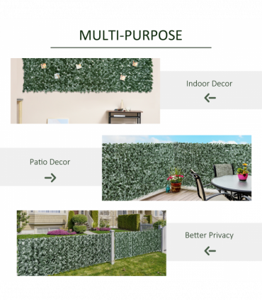Outsunny Artificial Leaf Hedge Panel Garden Fence Privacy Screen 1.5m x 3m
