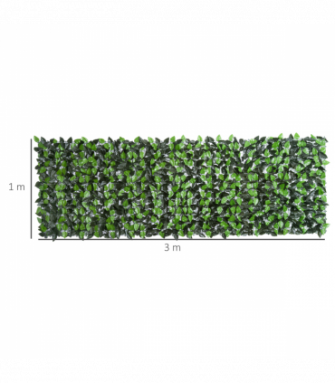 Outsunny Artificial Leaf Hedge Screen Privacy Fence Panel for Garden 3Mx1M