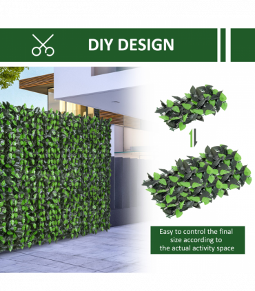 Outsunny Artificial Leaf Hedge Screen Privacy Fence Panel for Garden 3Mx1M