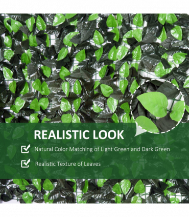 Outsunny Artificial Leaf Hedge Screen Privacy Fence Panel for Garden 3Mx1M