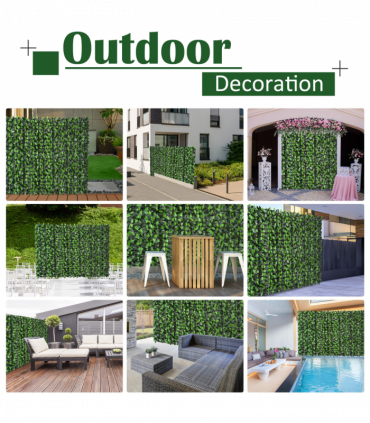 Outsunny Artificial Leaf Hedge Screen Privacy Fence Panel for Garden 3Mx1M