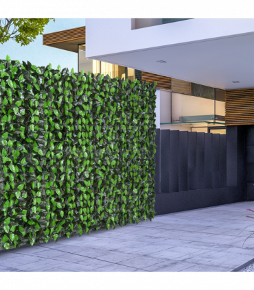 Outsunny Artificial Leaf Hedge Screen Privacy Fence Panel for Garden 3Mx1M