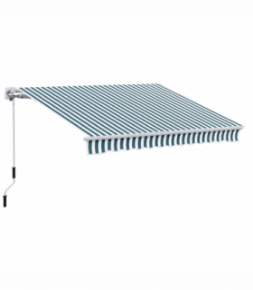 Outsunny Awning Sun Shade Canopy Shelter 4m x3m Green & White
