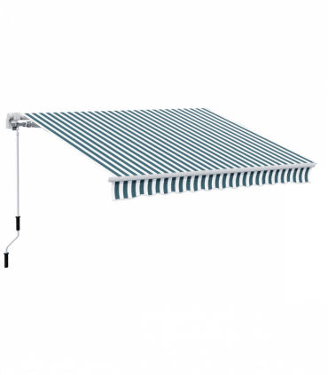 Outsunny Awning Sun Shade Canopy Shelter 4m x3m Green & White