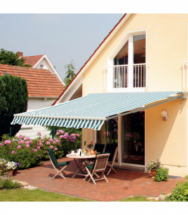 Outsunny Awning Sun Shade Canopy Shelter 4m x3m Green & White