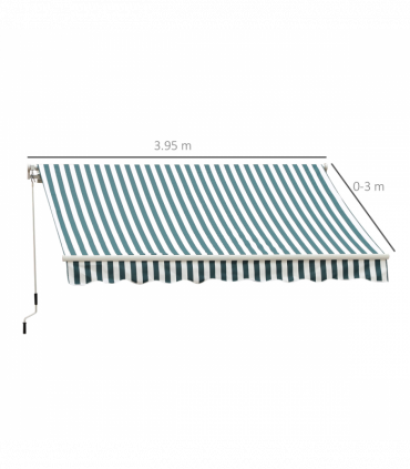 Outsunny Awning Sun Shade Canopy Shelter 4m x3m Green & White