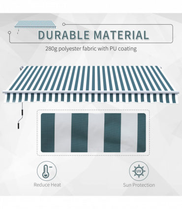 Outsunny Awning Sun Shade Canopy Shelter 4m x3m Green & White