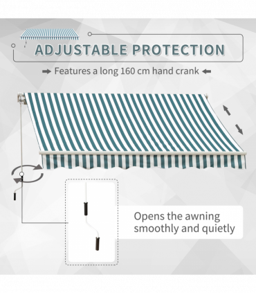 Outsunny Awning Sun Shade Canopy Shelter 4m x3m Green & White