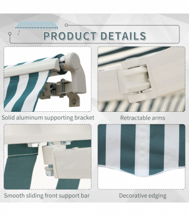Outsunny Awning Sun Shade Canopy Shelter 4m x3m Green & White