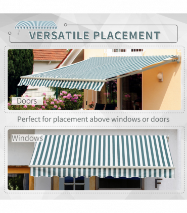 Outsunny Awning Sun Shade Canopy Shelter 4m x3m Green & White