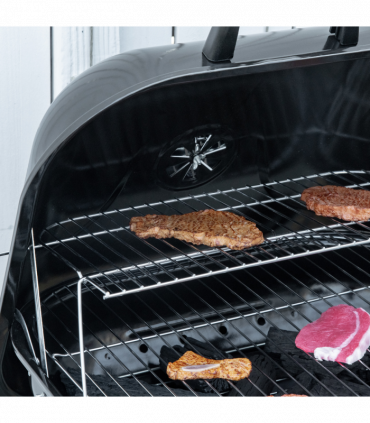 Outsunny BBQ Charcoal Smoker Grill Trolley with 2 Wheels and Grilling Utensils