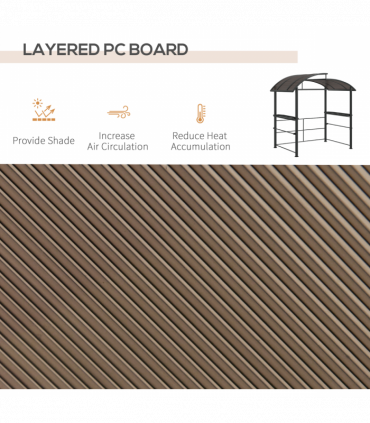 Outsunny BBQ Patio Canopy Gazebo with Interlaced Polycarbonate Roof 2 Shelves