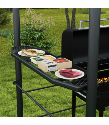 Outsunny BBQ Patio Canopy Gazebo with Interlaced Polycarbonate Roof 2 Shelves
