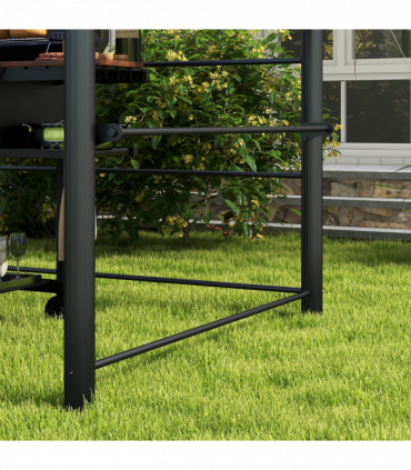 Outsunny BBQ Patio Canopy Gazebo with Interlaced Polycarbonate Roof 2 Shelves